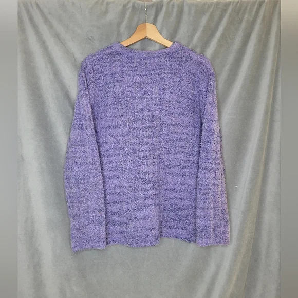 Alps Fuzzy Knit Cardigan Sweater Large Periwinkle Purple Cozy Chunky Wool Blend - Picture 6 of 10